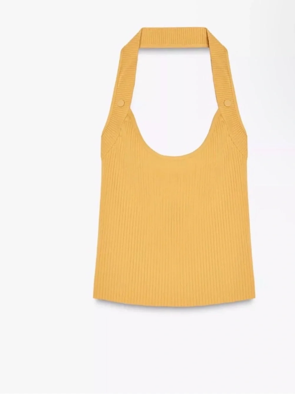 Zara Ribbed Halter Tank Top in Mustard Yellow